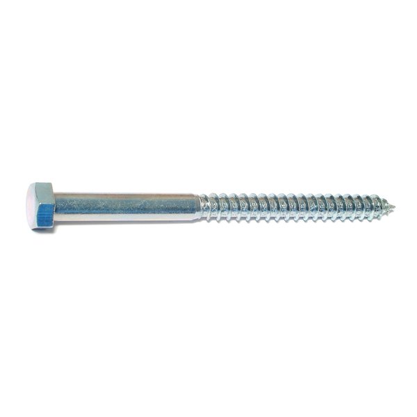 Midwest Fastener Lag Screw, 3/8 in, 5 in, Steel, Zinc Plated Hex Hex Drive, 50 PK 01321